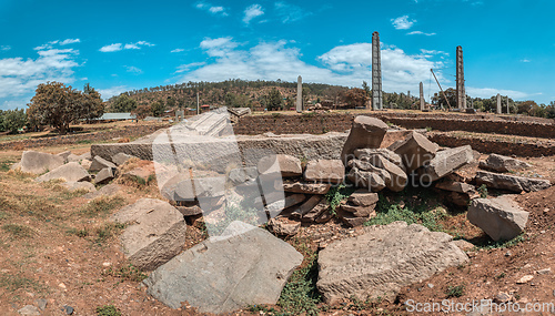 Image of Famous ancient obelisks in city Aksum, Ethiopia