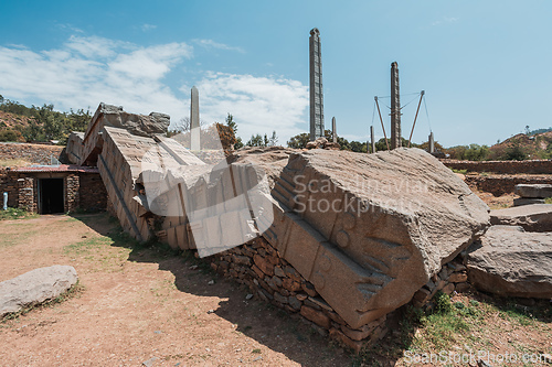 Image of Famous ancient obelisks in city Aksum, Ethiopia