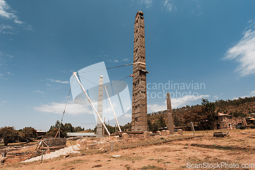 Image of Famous ancient obelisks in city Aksum, Ethiopia