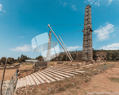 Image of Famous ancient obelisks in city Aksum, Ethiopia