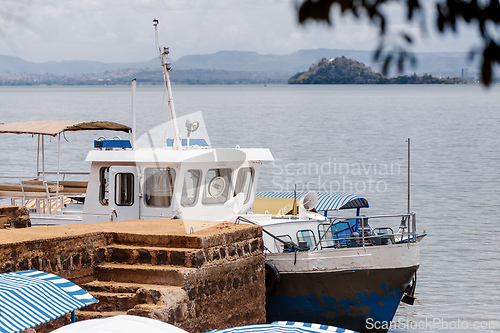Image of boat harbor for tourist in Lake Tana. Ethiopia