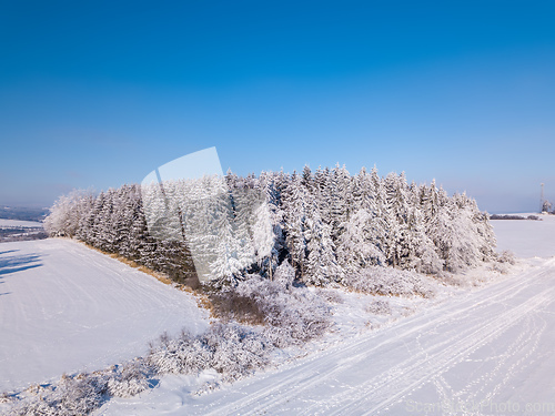 Image of Aerial view of winter highland landscape