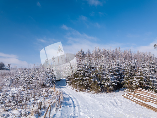 Image of Aerial view of winter highland landscape