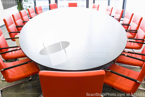 Image of Conference room with red chairs