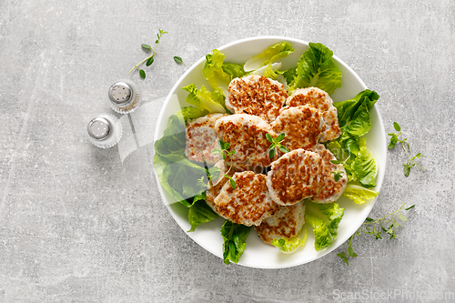 Image of Chicken patties, cutlets, top down view