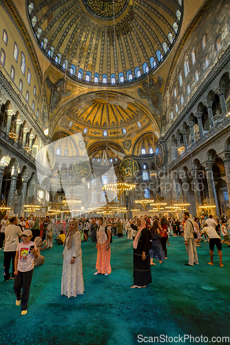 Image of Interior of ancient basilica Hagia Sophia, Istanbul Turkey