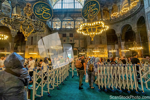 Image of Interior of ancient basilica Hagia Sophia, Istanbul Turkey