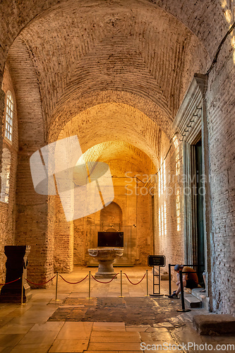 Image of Interior of ancient basilica Hagia Sophia, Istanbul Turkey