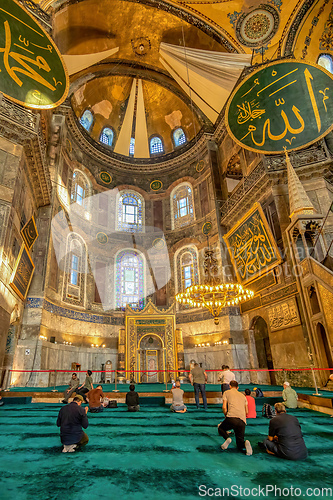 Image of Interior of ancient basilica Hagia Sophia, Istanbul Turkey