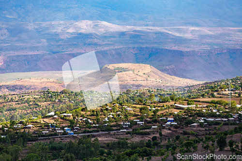 Image of Highland landscape with houses, Ethiopia