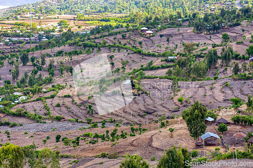 Image of Highland landscape with houses, Ethiopia