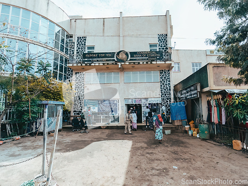 Image of Ordinary peoples behind bank of Ethiopia in city Dembecha