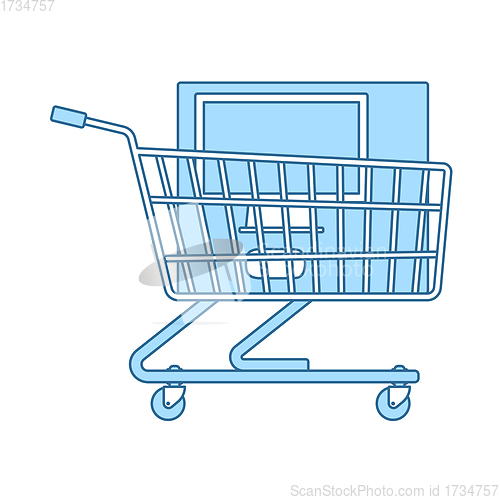 Image of Shopping Cart With PC Icon