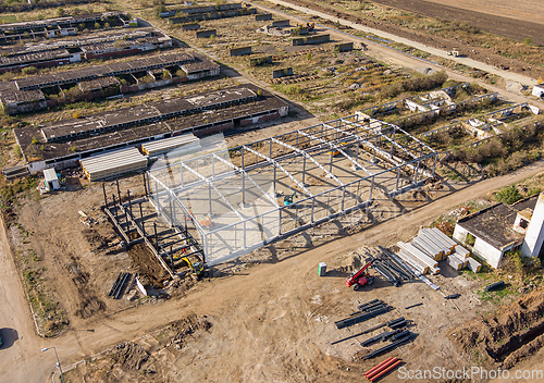 Image of Frame of modern hangar or factory.