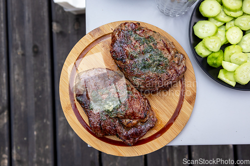 Image of freshly grilled steaks