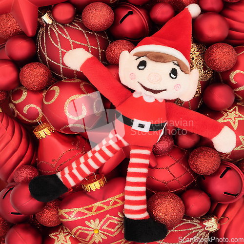 Image of Christmas Eve Elf and Red Bauble Tree Ornaments