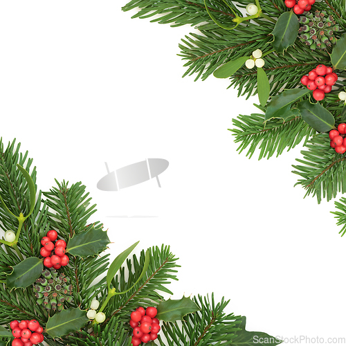 Image of Traditional Christmas Nature Background Border 