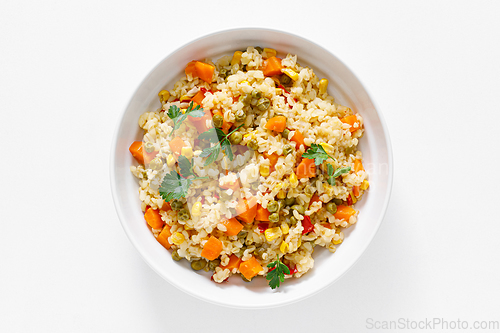 Image of Bulgur with vegetables and fresh parsley