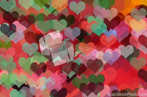 Image of colorful hearts abstract illustration