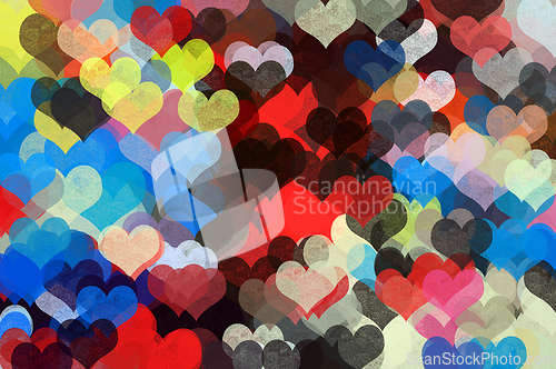 Image of colorful hearts pattern illustration