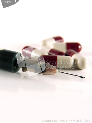 Image of Pills and medical syringe