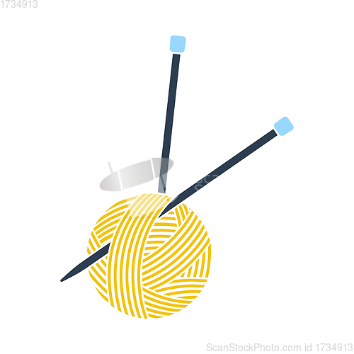 Image of Yarn Ball With Knitting Needles Icon