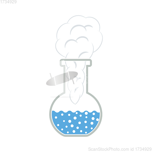 Image of Icon Of Chemistry Bulb With Reaction Inside