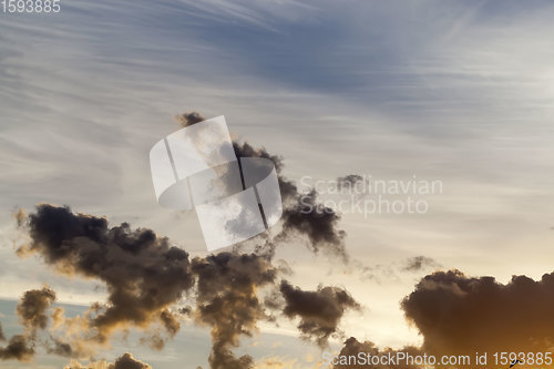 Image of beautiful cloudy sky during sunset