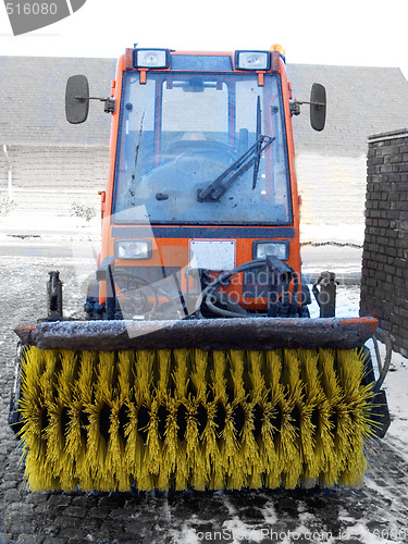 Image of Winter - Snow sweeper tractor in Denmark