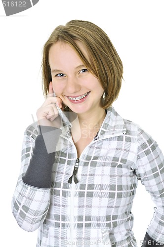 Image of Teenage girl talking on phone