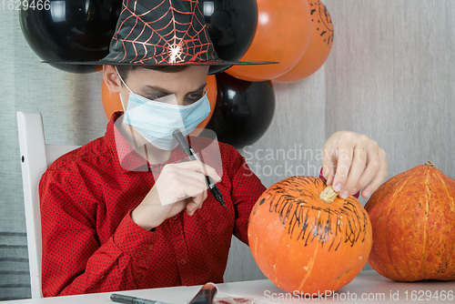 Image of Halloween carnival with new reality with pandemic concept.