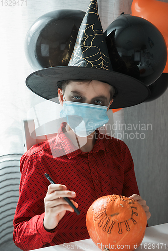 Image of Halloween carnival with new reality with pandemic concept.