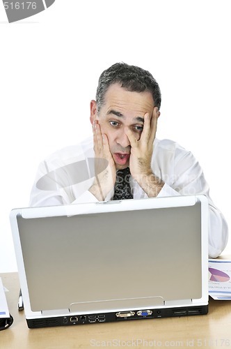 Image of Businessman at his desk on white background