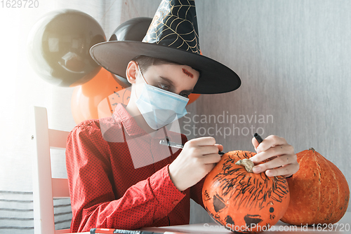 Image of Halloween carnival with new reality with pandemic concept.