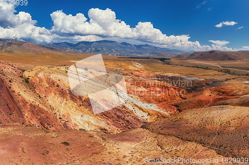 Image of Yellow nad red mountains resembling the surface of Mars