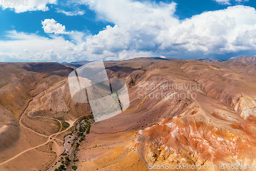 Image of Yellow nad red mountains resembling the surface of Mars