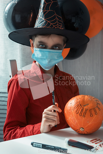 Image of Halloween carnival with new reality with pandemic concept.