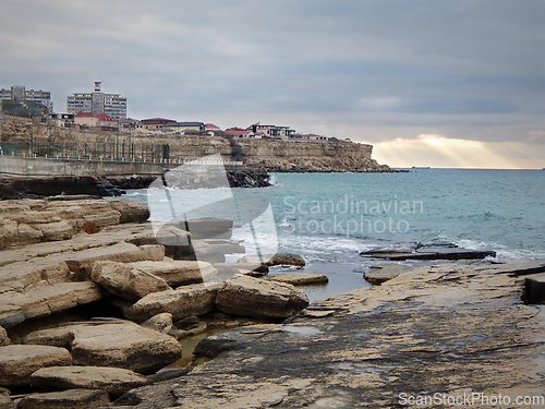 Image of Rocky coast of the Caspian Sea.