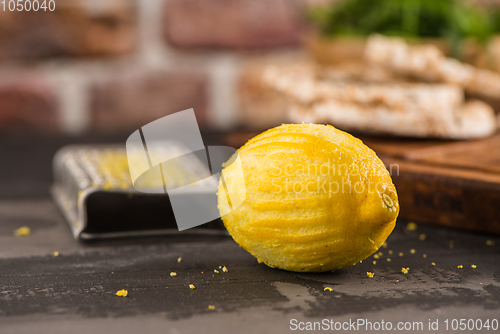 Image of Lemon zest on kitchen countertop