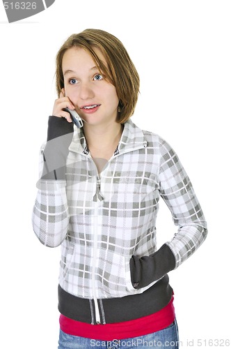 Image of Teenage girl talking on phone