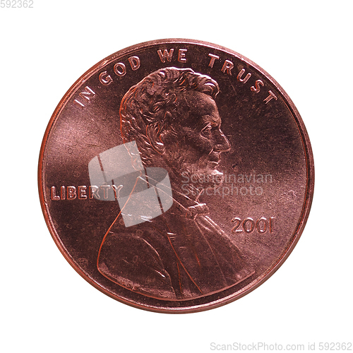 Image of Dollar (USD) coin, currency of United States (USA) isolated over