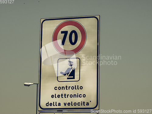 Image of Vintage looking Maximum speed sign