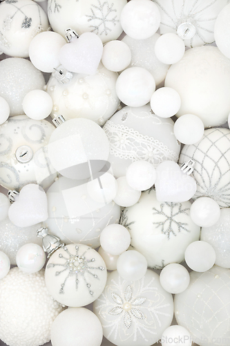 Image of Christmas White Bauble Abstract Background 