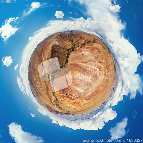 Image of Little planet transformation of spherical panorama 360 degrees of Altai Mars