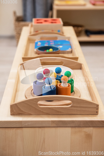 Image of Montessori wood material for the learning of children
