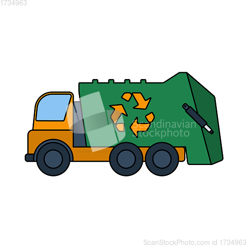 Image of Garbage Car With Recycle Icon