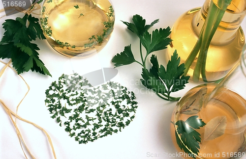 Image of Vinegar, oil and herbs