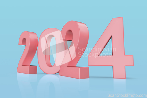 Image of Happy New Year 2024 with pink numbers