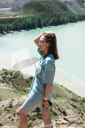 Image of Woman in Altai mountains