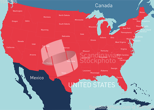Image of USA vector color map